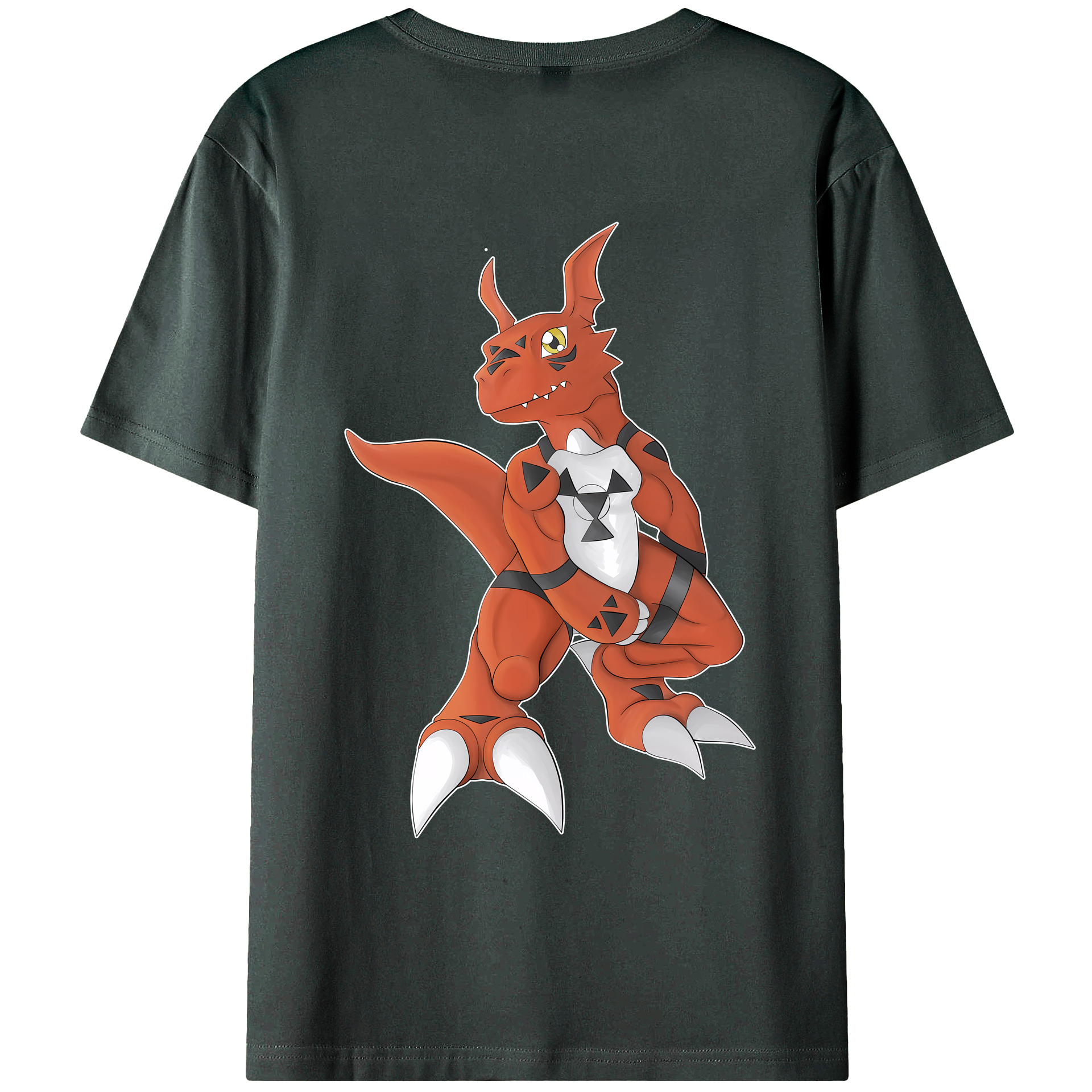 （画像用） Digimon デジタルモンスター/デジモン 綿100％ メンズ半袖Tシャツ（バックプリント） 通気性